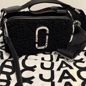 Marc Jacobs Textured Black Crossbody Bag with Silver Accents